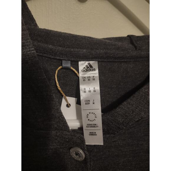 Adidas Standard Essentials Slub Women's Recycled Hoodie Gray XS Casual Preppy - Picture 2 of 9